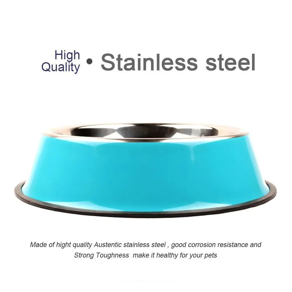 Stainless Cat Bowls Pet Steel Bowl Food Water Dogs Cats Anti-skid