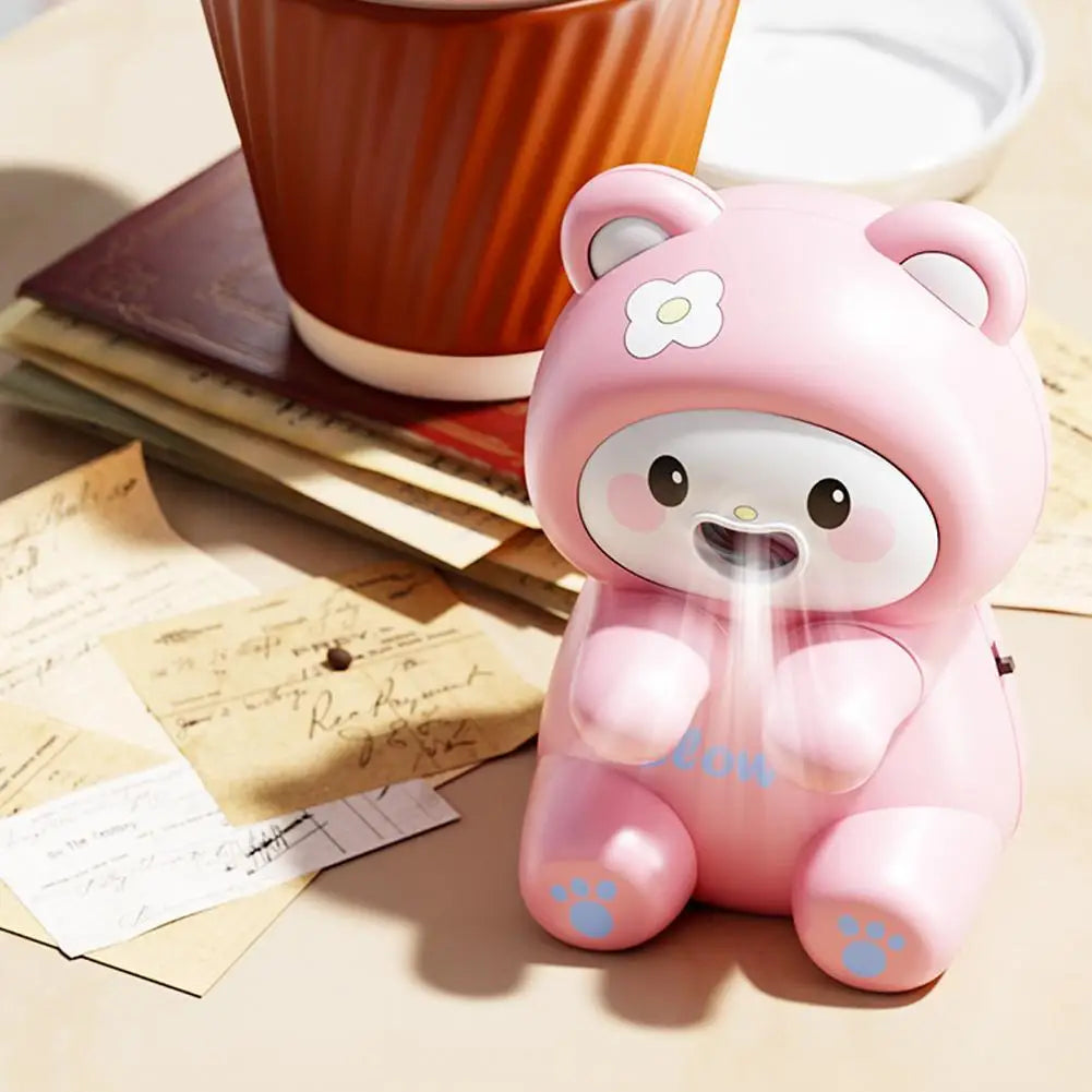 Cute Animal Clip-On Mini Fan – Rechargeable USB Desk Blower
