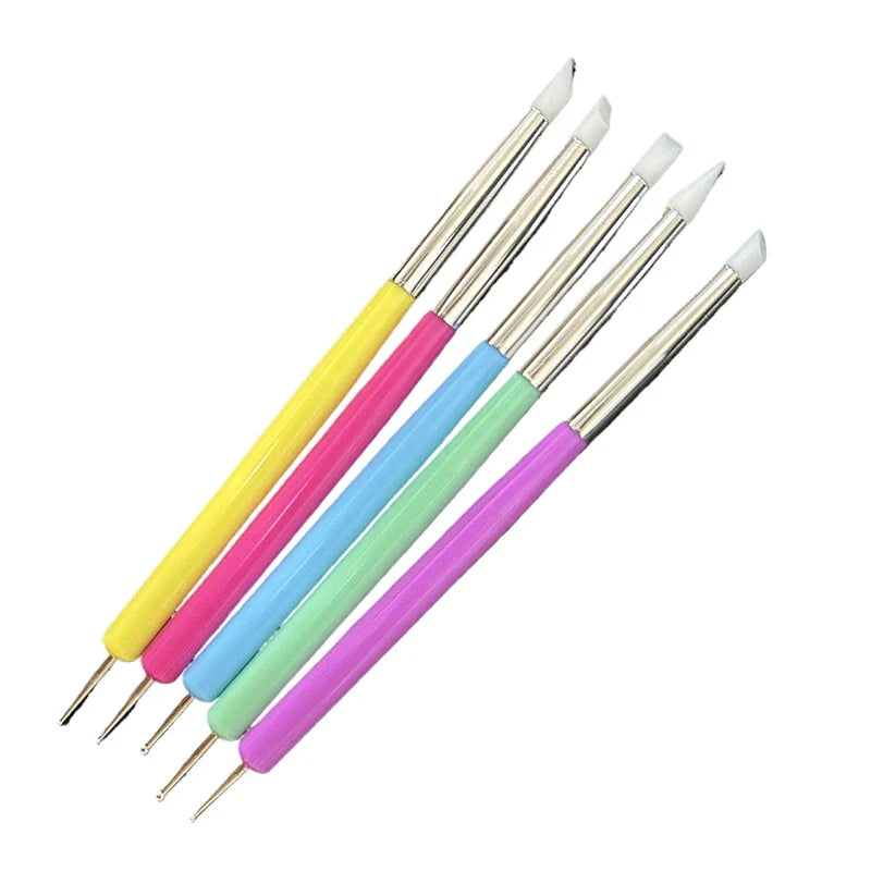 5-Piece 2-Way Nail Art Dotting Pens – Marbleizing & Flower Set