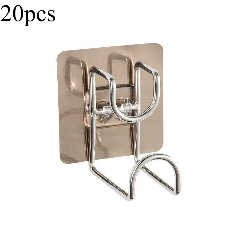 20pc No-Drill Wall-Mounted Hooks – Bathroom & Kitchen Storage