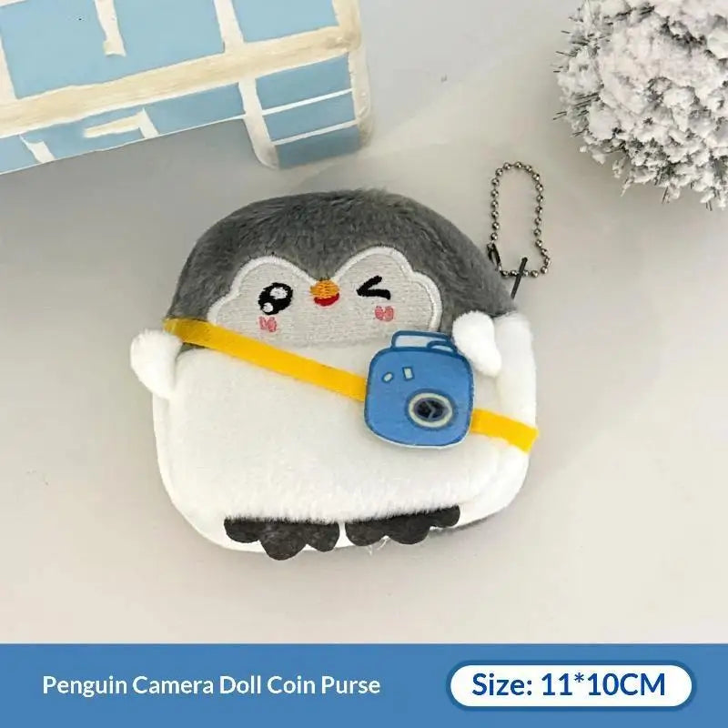 Fluffy Plush Penguin Coin Purse – Cute Mini Keychain Wallet