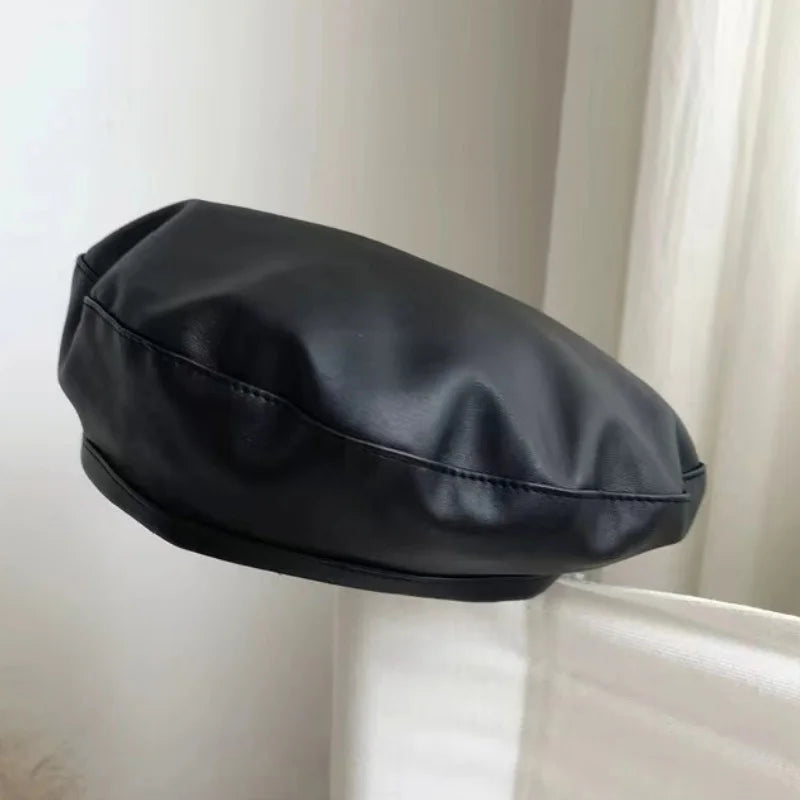 Women's French Beret Hat – Faux Leather Artist Cap