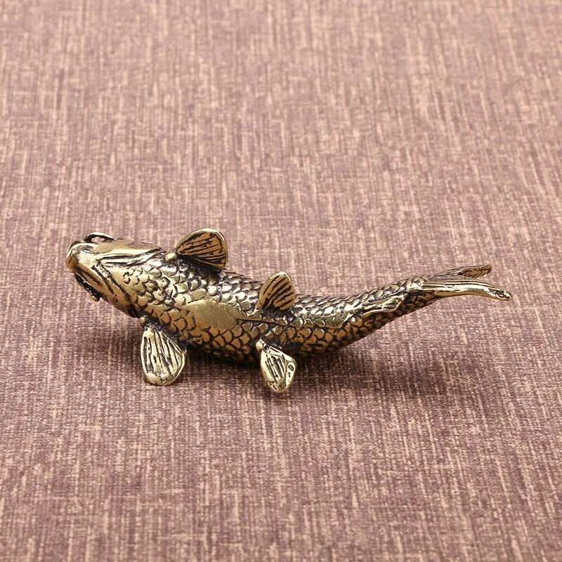 Solid Brass Carp Fish Statue – Feng Shui Desktop Ornament