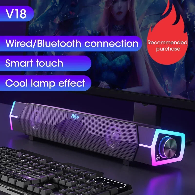 NOCCLILI RGB Soundbar – Bluetooth 5.0 PC Speaker for Laptop & TV