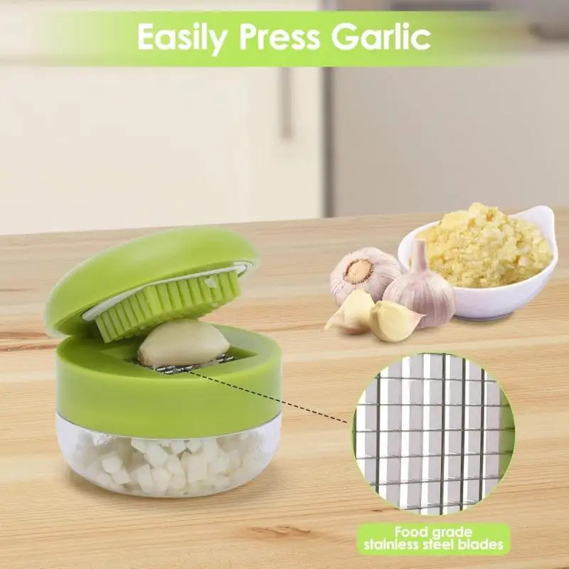 Manual Garlic Press Mincer with Storage Case | 3-in-1 Tool