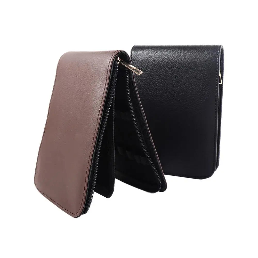 Faux Leather Zipper Pen Case – 12-Pen Organizer Holder