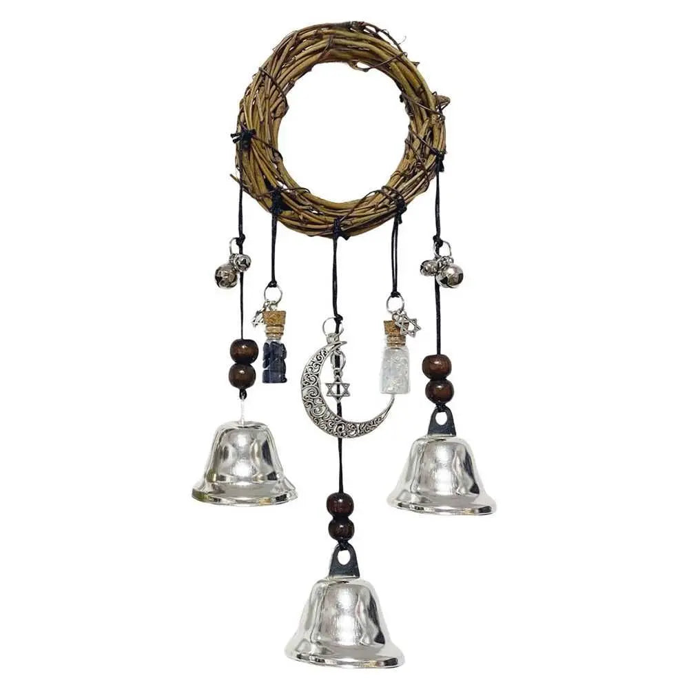 Witch Bells Door Hanger | Handmade Wiccan Wind Chime Wreath
