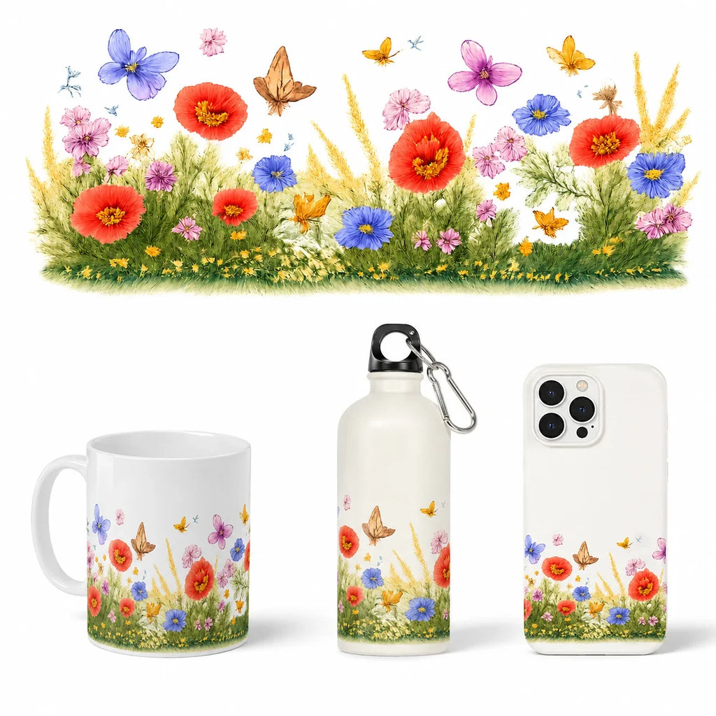 Watercolor Poppy Butterfly UV DTF Sticker – Waterproof Decal
