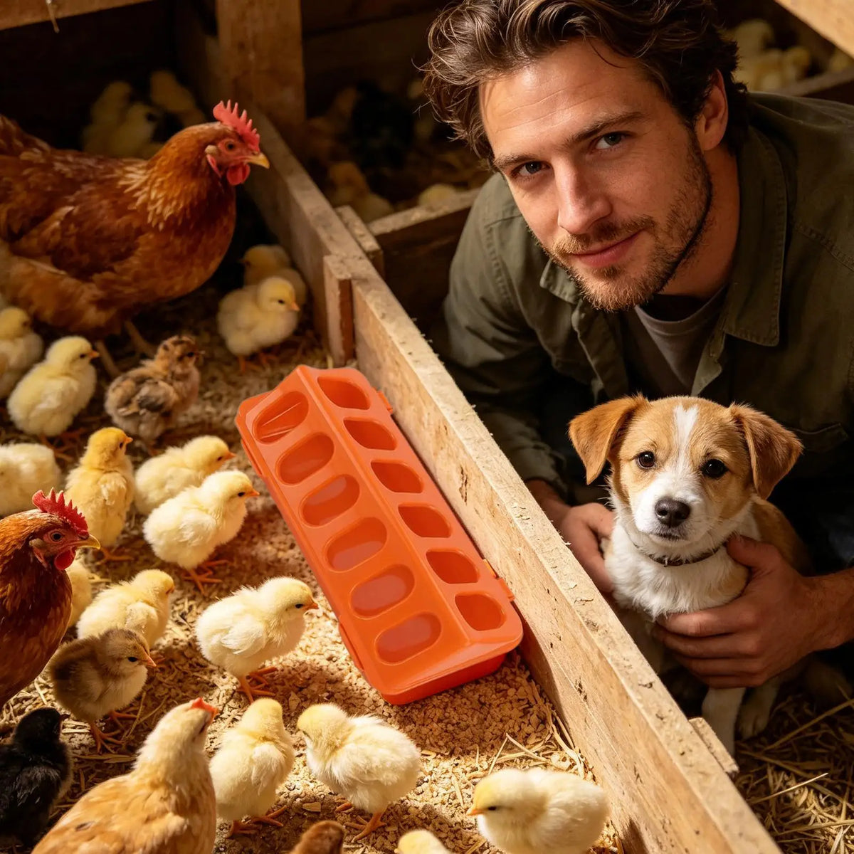 12-Hole Spill-Proof Poultry Feeder for Chicks, Ducks & Birds