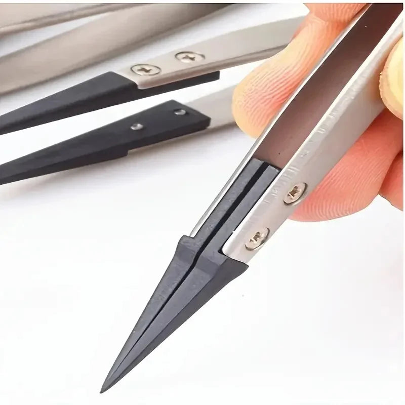 ESD-Safe Precision Tweezers | Anti-Static Stainless Steel Tool