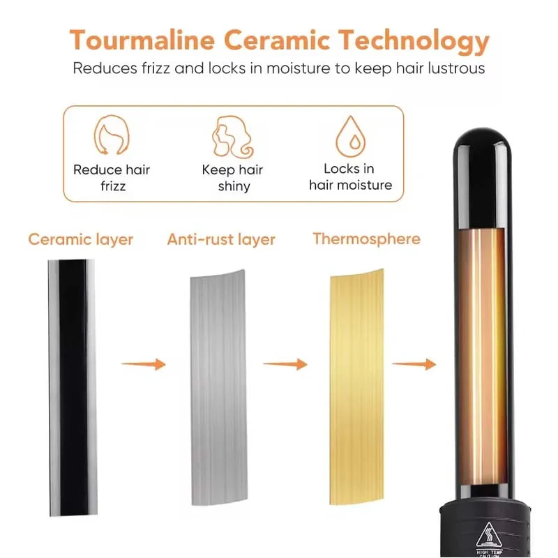5-in-1 Ceramic Curling Wand Set | Interchangeable Barrels & LED