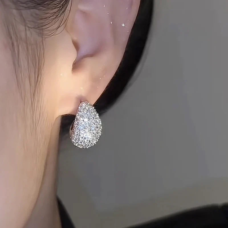Huitan Cubic Zirconia Hoop Earrings – Wedding & Engagement Jewelry