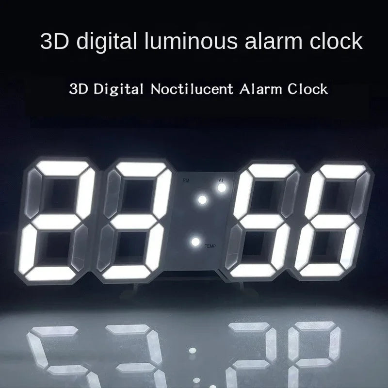 3D LED Digital Wall Clock – Alarm, Calendar & Timer