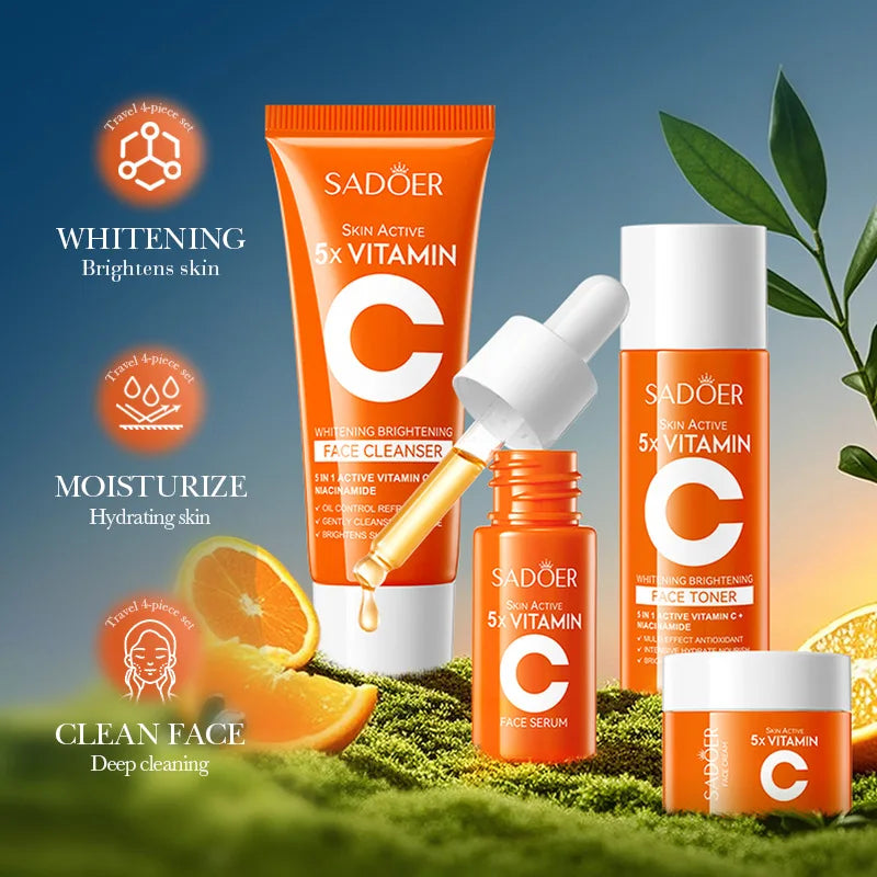 Vitamin C 4-Piece Travel Skin Care Set – Toner, Serum & Cream