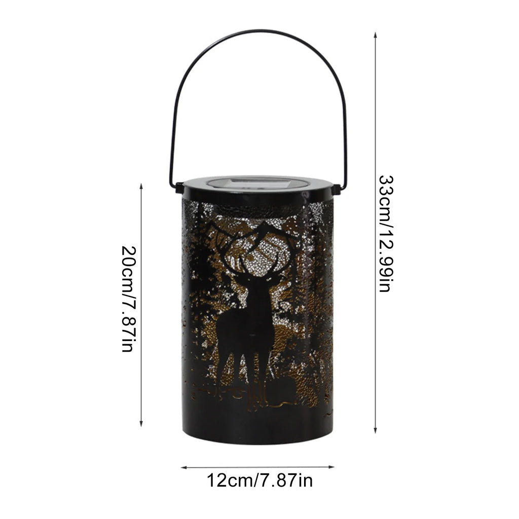 Solar Deer Iron Lantern | Outdoor Garden Projection Light
