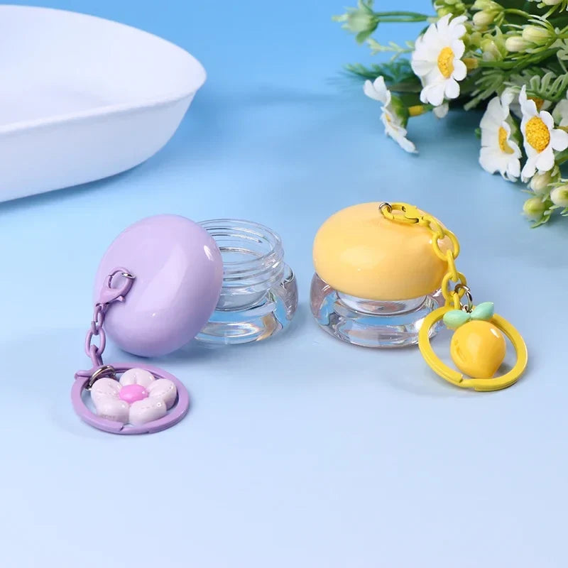 Mini 5g Refillable Lip Balm Jar with Keychain Pendant