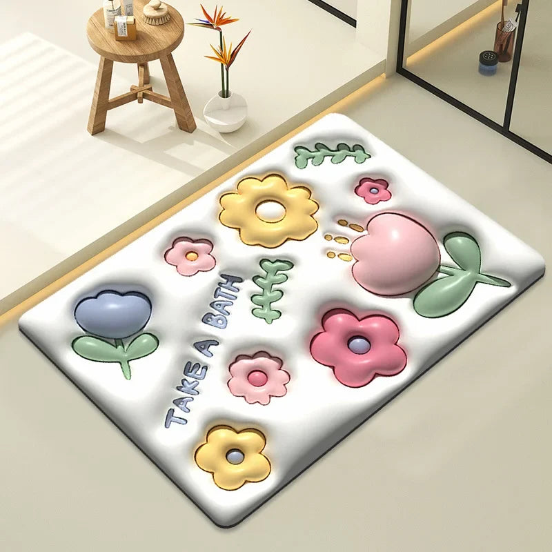 3D Visual Bath Mat Non-slip Absorption Water Rug Bathroom Creative