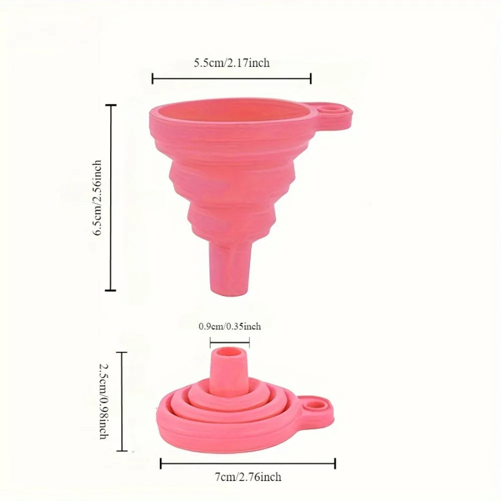 5-Pack Collapsible Silicone Funnels – Foldable Mini Funnel Set