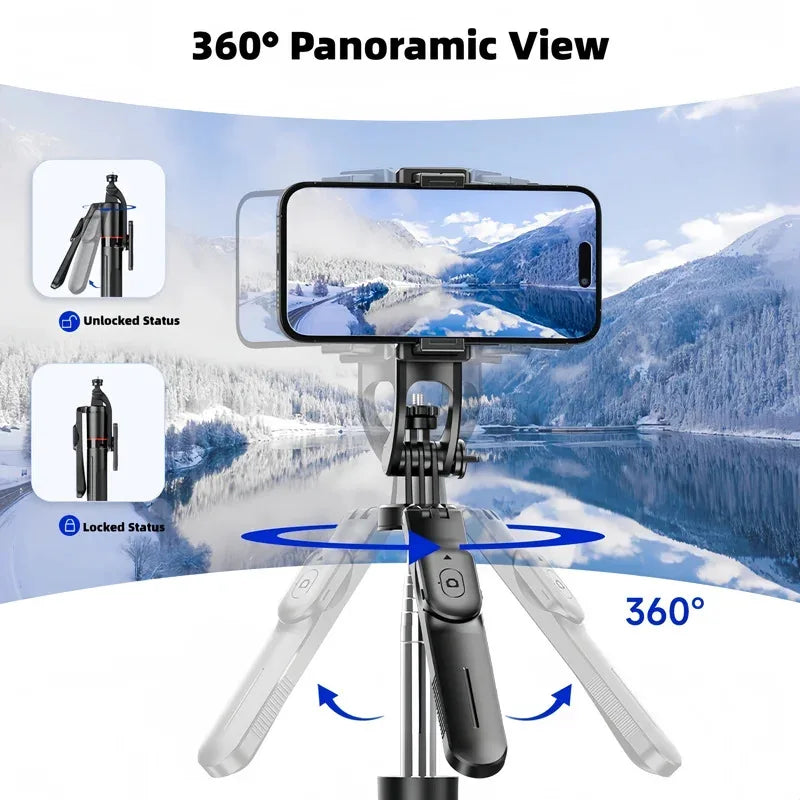 1.7m Selfie Stick Tripod | Bluetooth 360° Remote iOS & Android