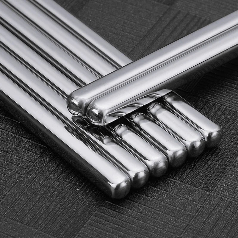 5 Pairs 304 Stainless Steel Chopsticks Reusable Non Slip Dishwasher
