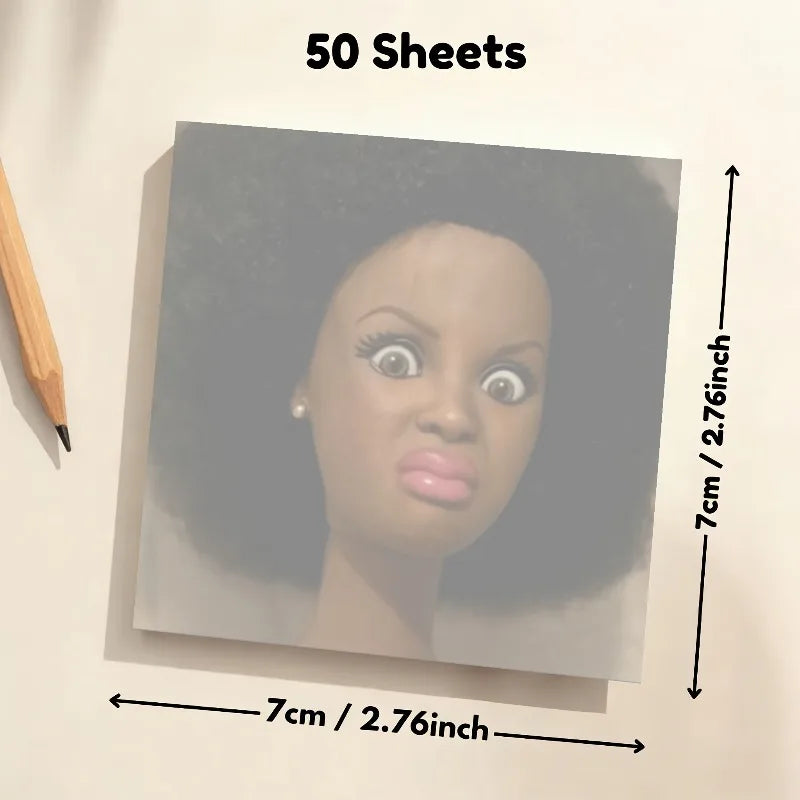 50 150Sheets Paper Curly Hair Character Notepad Humorous Angry Face
