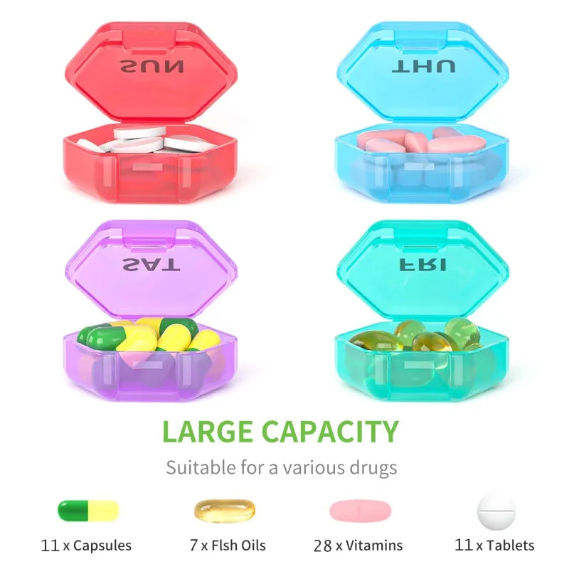 Weekly Pill Organizer 7 Day Small Box Portable Travel Container Daily