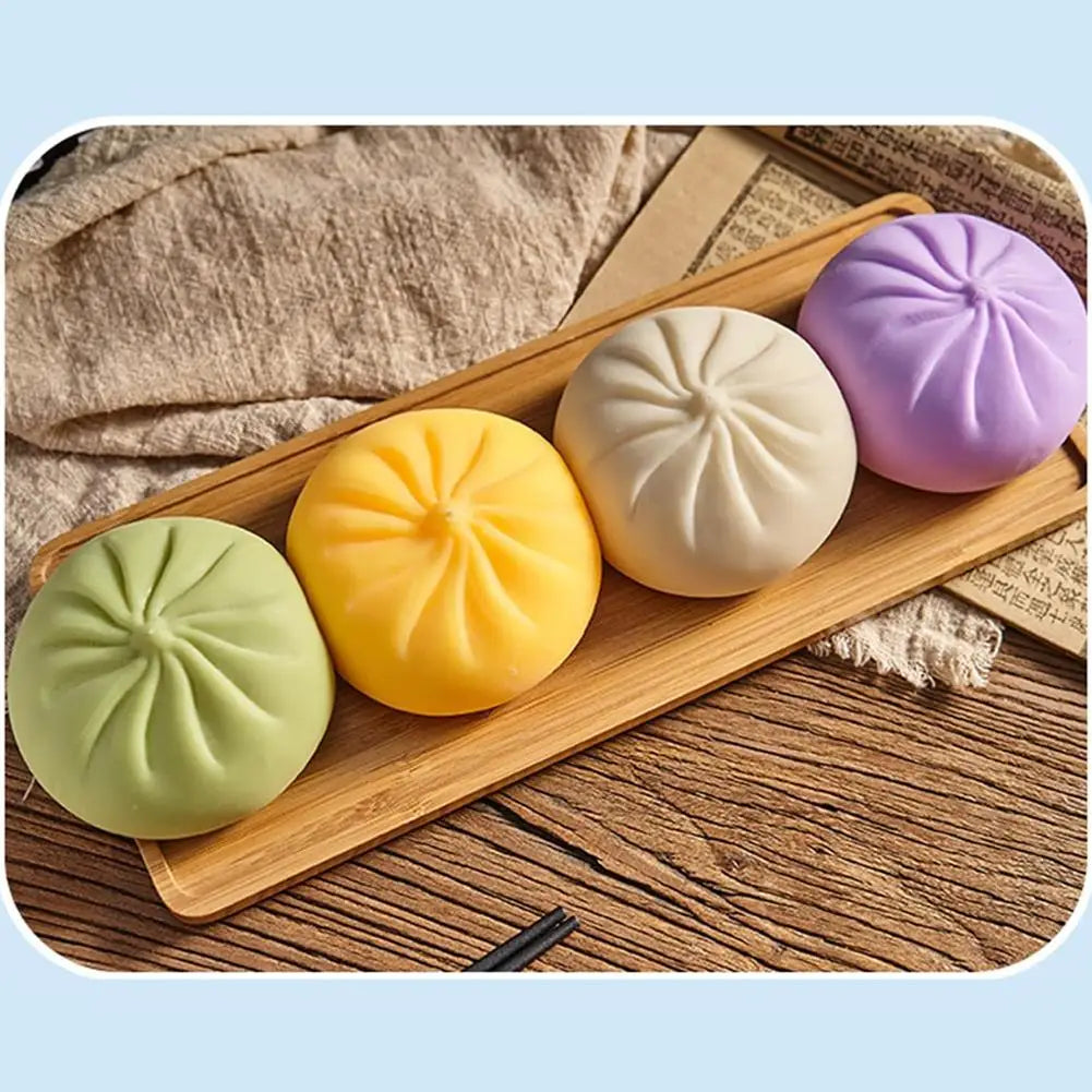 Dumpling Squishy Fidget Toy – Baozi Squeeze Ball & Steamer