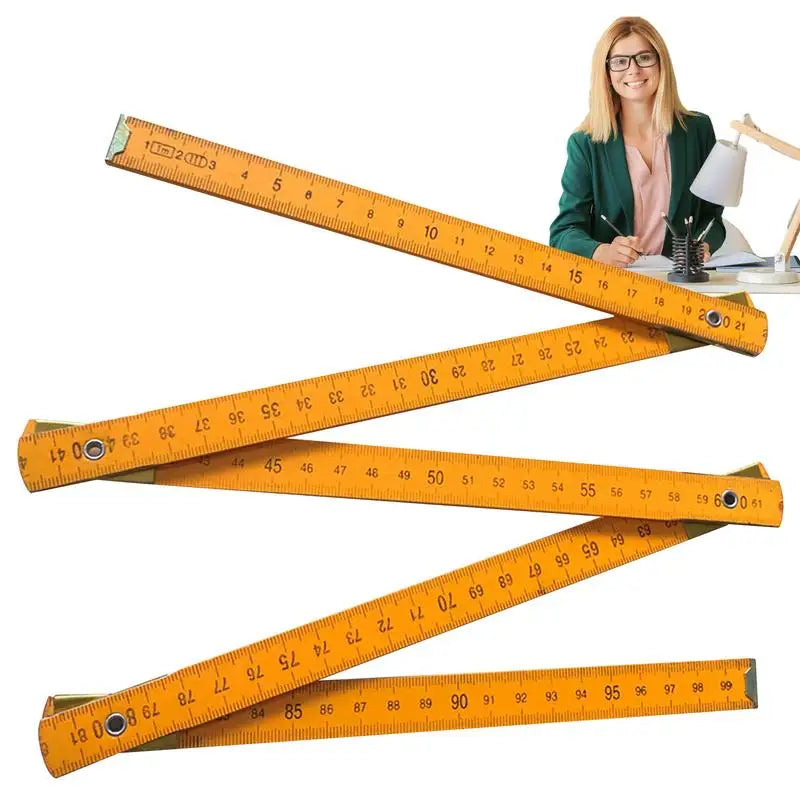Wooden Foldable Ruler Folding 1 Meter Stick Wood Metric Scale