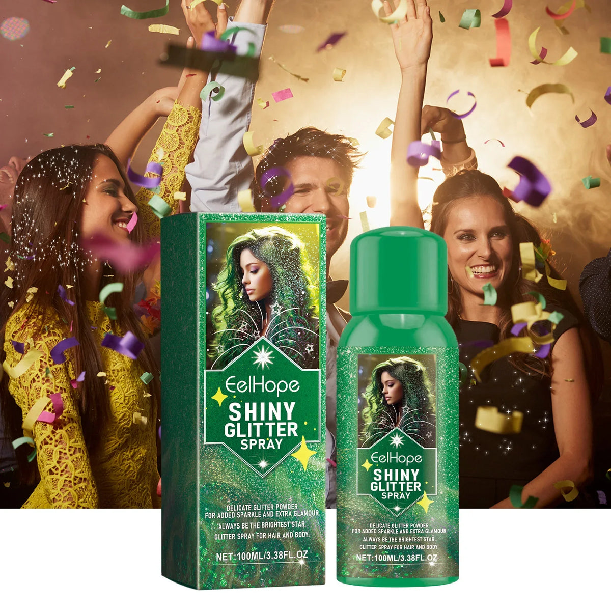 Eelhope Glitter Spray – Body, Face & Hair Shimmer Highlighter