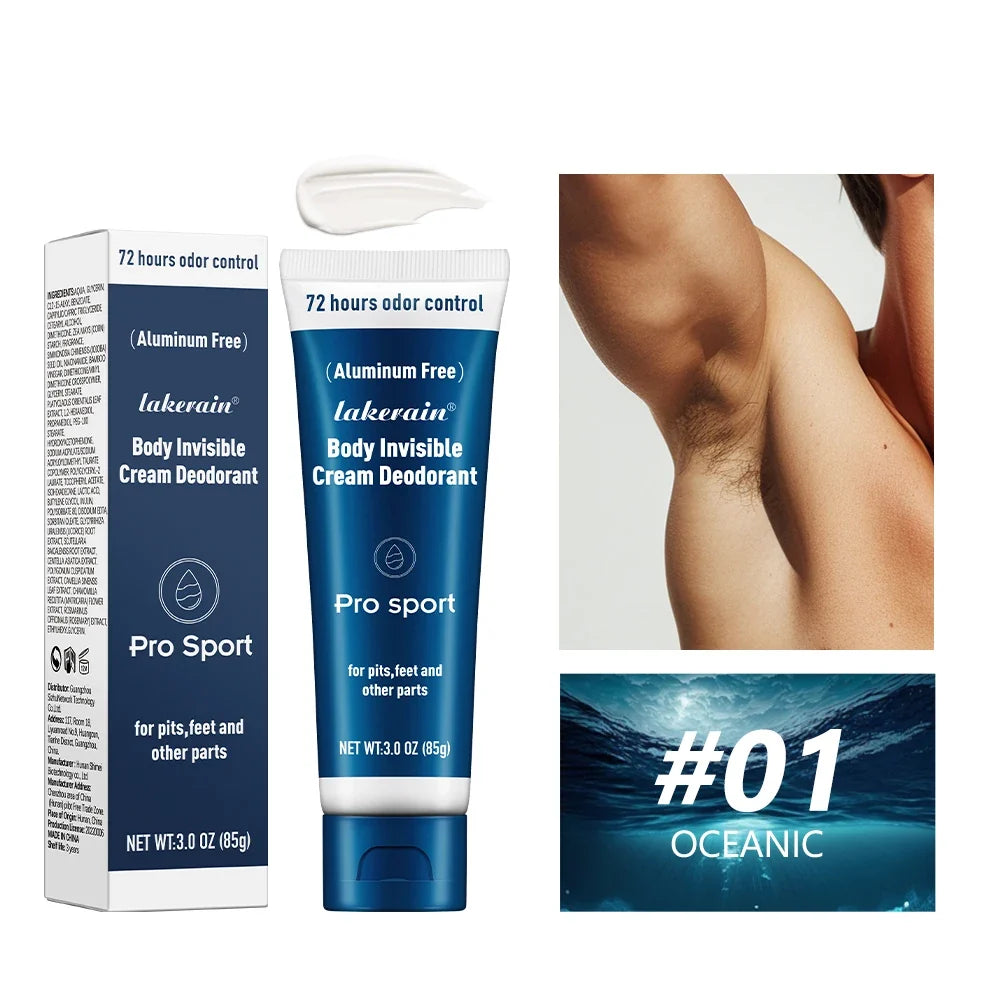 Men's Invisible Cream Deodorant – 72H Odor Control, Aluminium-Free