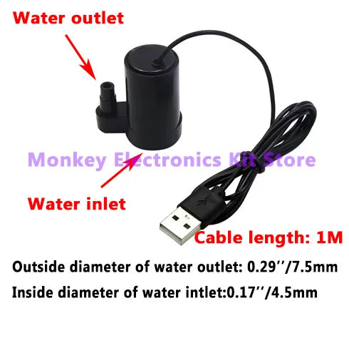 DC 3-5V USB Mini Brushless Submersible Water Pump | Aquarium