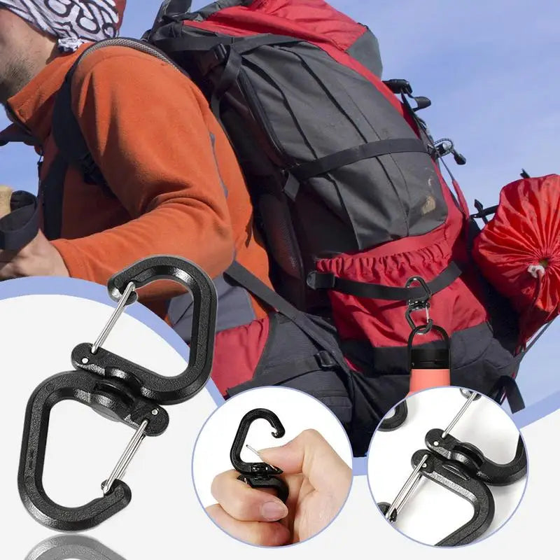 Outdoor Swivel Clip 360 Rotating Double Carabiner Portable S Chain