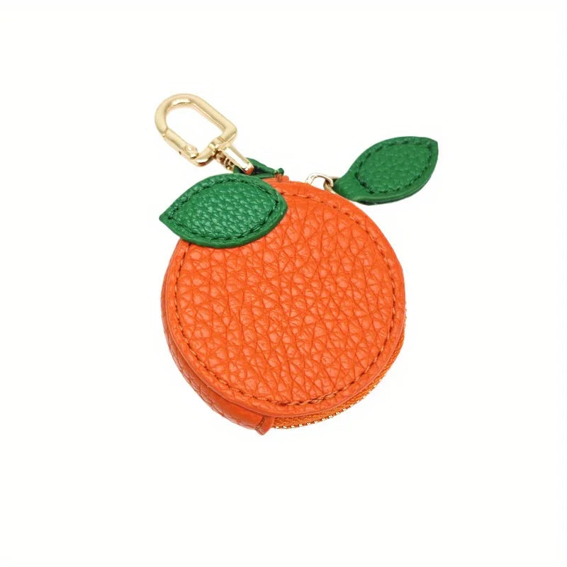 Cute Fruit Coin Purse with Keychain | Mini Zipper Wallet