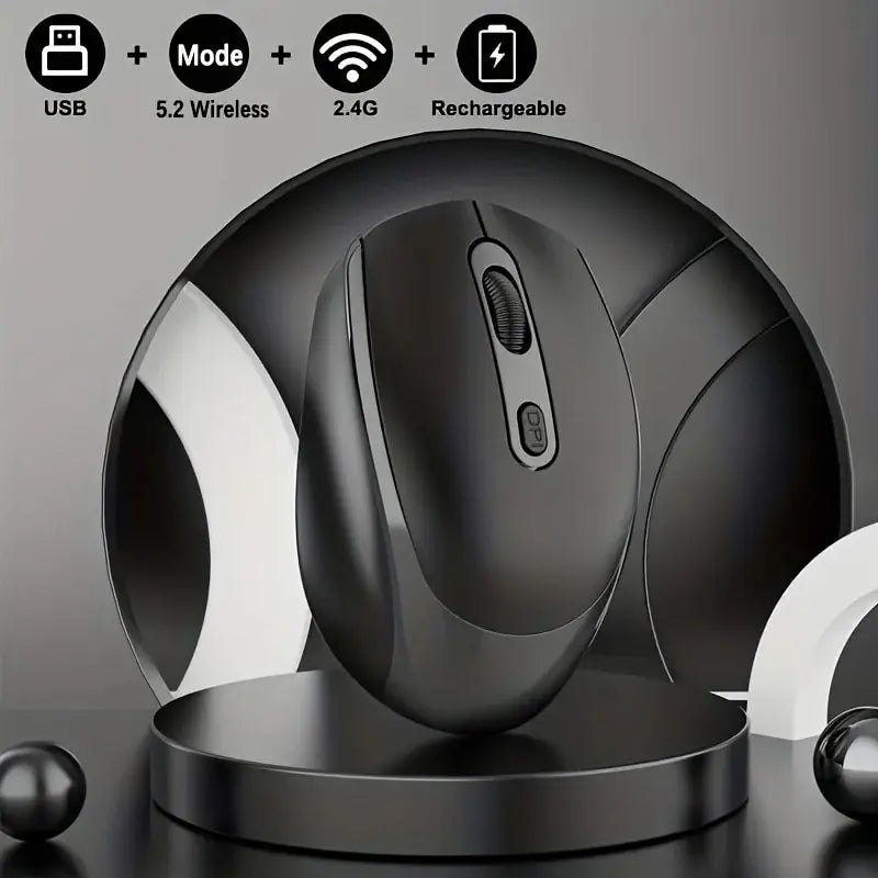 Rechargeable Dual Mode Wireless BT Mouse Bluetooth 5 2+USB Receiver