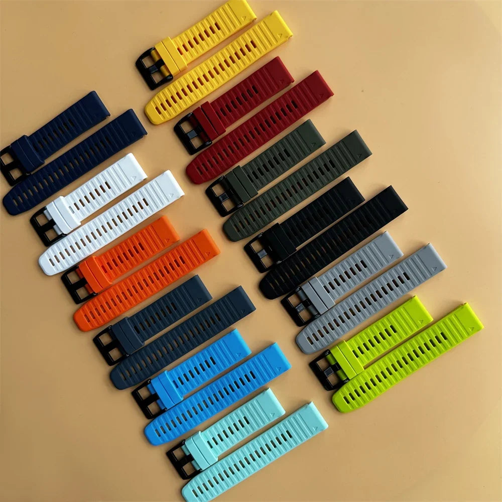 QuickFit Silicone Watch Band for Garmin Fenix 7 6 – 22mm & 26mm