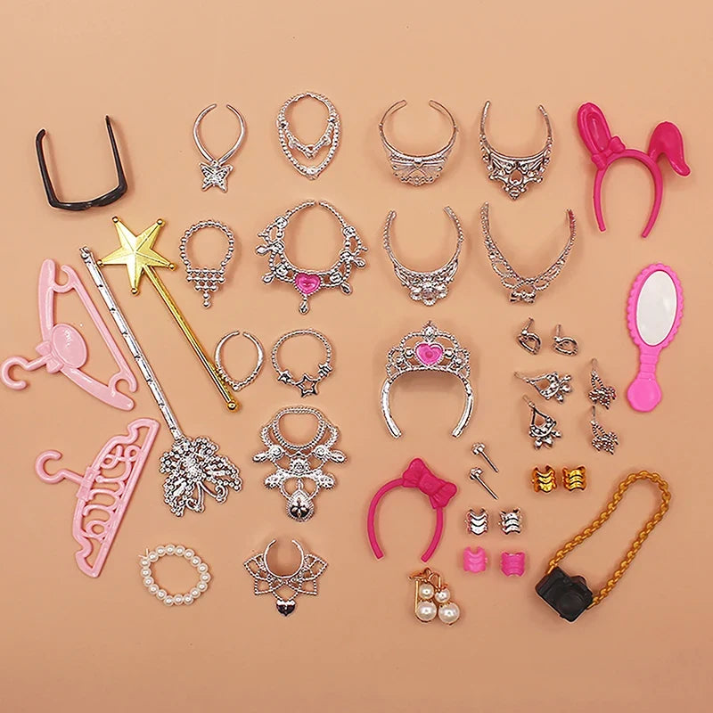 20Pcs Dollhouse Jewelry – Earrings, Bracelets & Crown for 1/6 Dolls