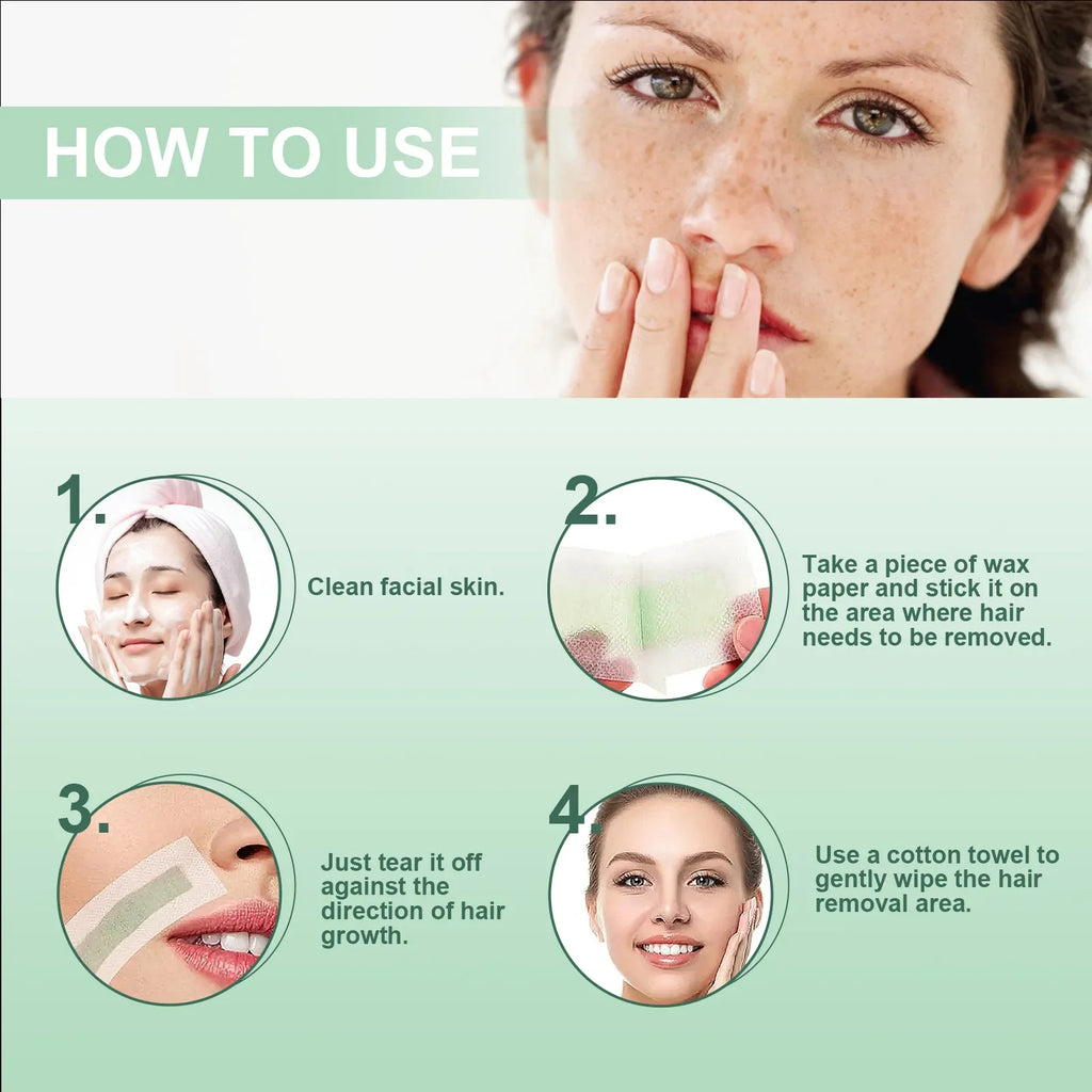 Facial Wax Strips 40pc – Lip, Chin & Eyebrow Hair Removal