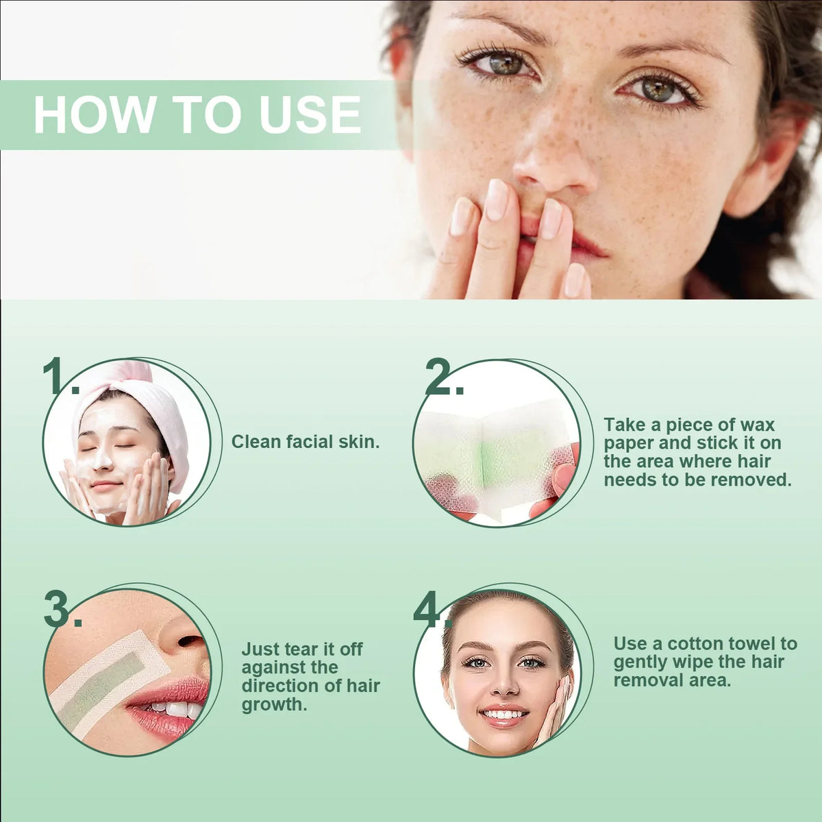 Facial Wax Strips 40pc – Lip, Chin & Eyebrow Hair Removal