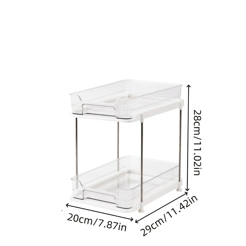 2 Tier Under Sink Organizer Sliding Cabinet Basket Drawer Storage