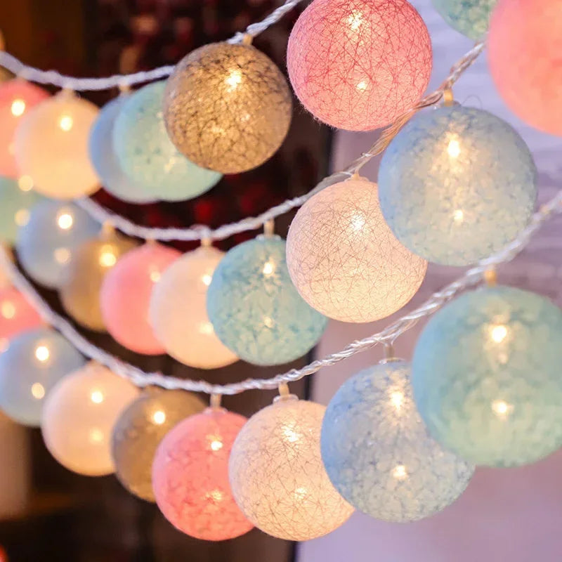 20 LED Cotton Ball String Lights – Fairy Garland Home & Garden