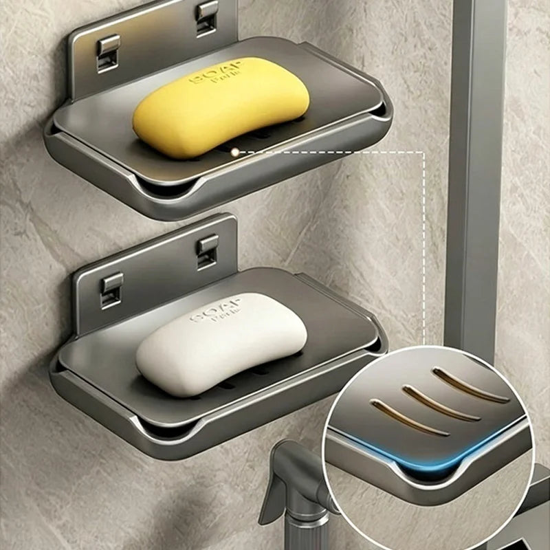 Drill-Free Bathroom Corner Shelf & Soap Holder | Aluminum