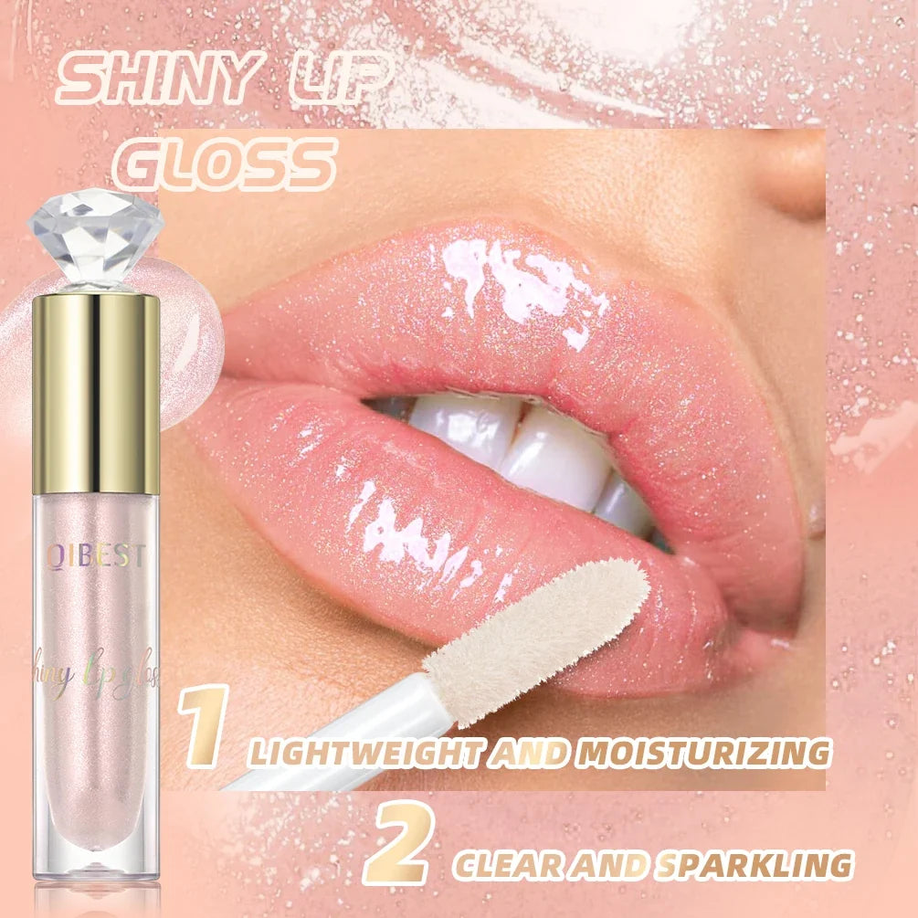 QIBEST Glitter Lip Gloss – Diamond Metallic Pearlescent Glaze