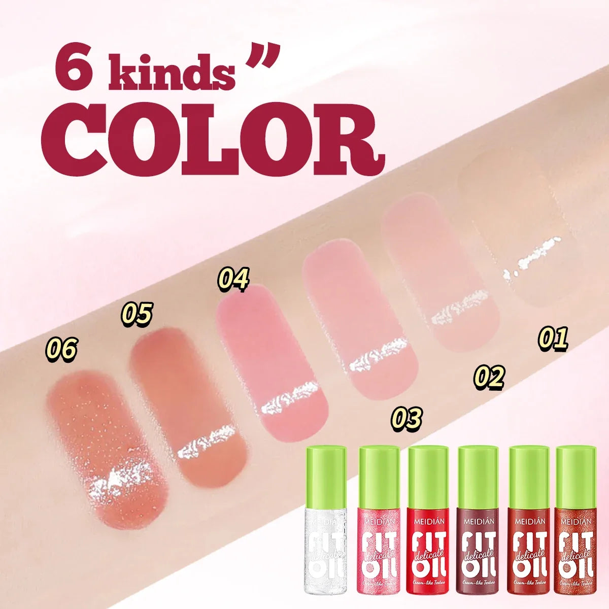 6-Pack Berry Lip Oil Set – Moisturizing, Brightening & Waterproof
