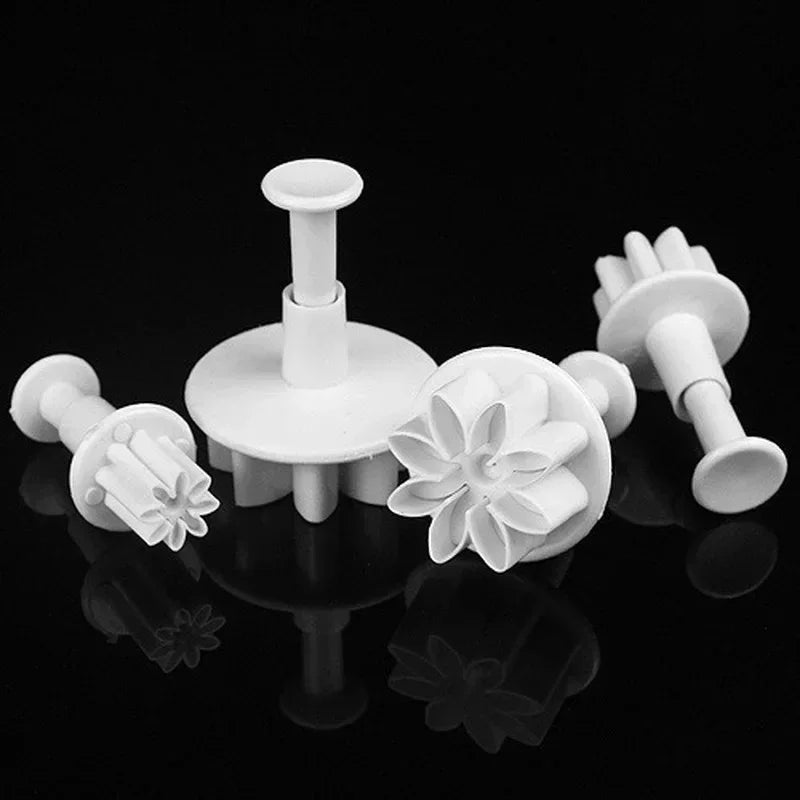 4-Piece Daisy Sunflower Plunger Cookie Cutter Fondant Mould Set