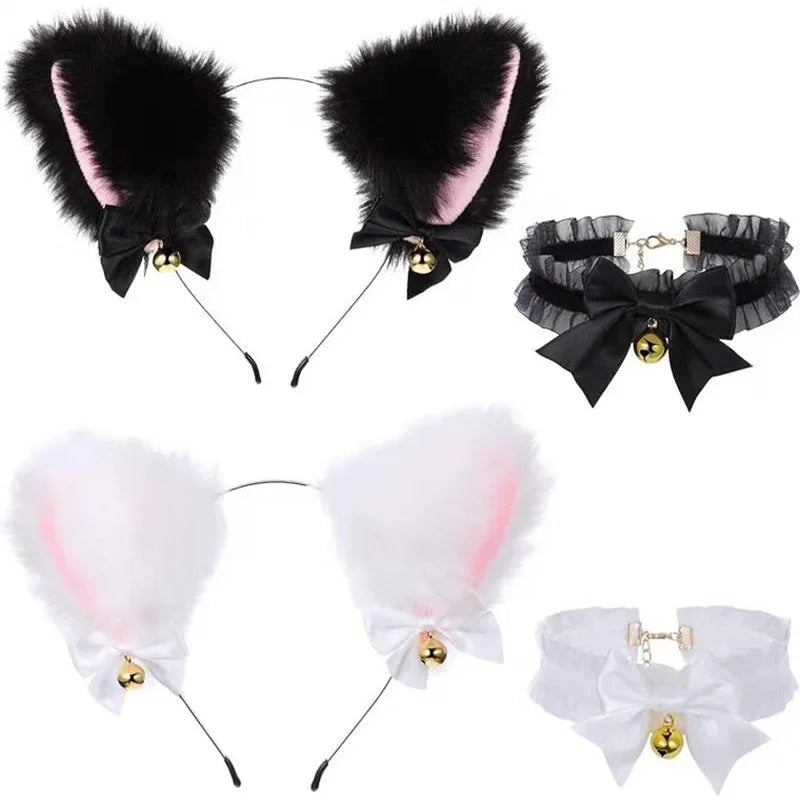Cat Ear Headband & Bow Tie Necklace Set – Cosplay Costume