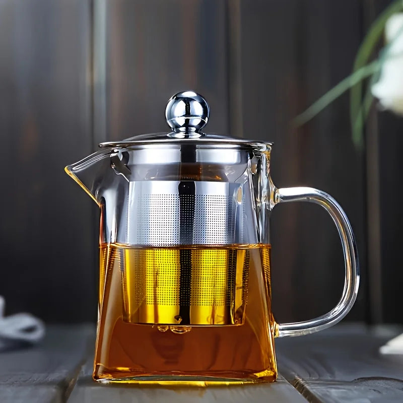 KEMORELA 1L Glass Teapot with Stainless Steel Strainer