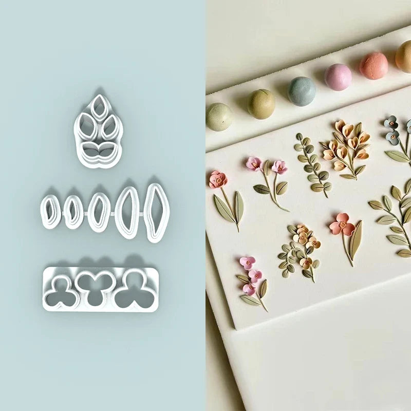 3-Piece Mini Flower & Leaf Clay Cutters for DIY Jewelry Making