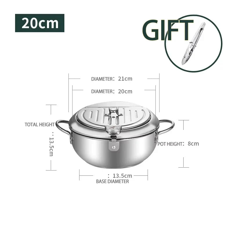 KEMORELA Stainless Steel Deep Fryer Pot with Temperature Display