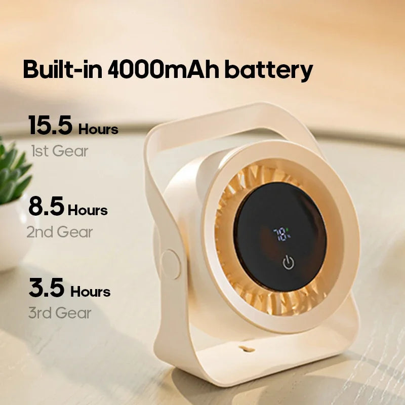 URGGU 4000mAh Portable Fan | 100 Speeds, Remote & Touch Screen