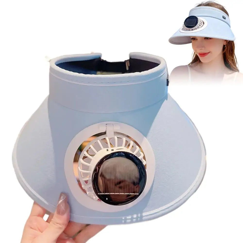Solar USB Fan Sun Hat – Unisex Wide Brim Cooling Visor